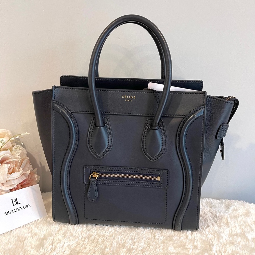 💙 Celine Micro Luggage 💙 Navy Blue GHW Tote Bag - Picture 15 of 15